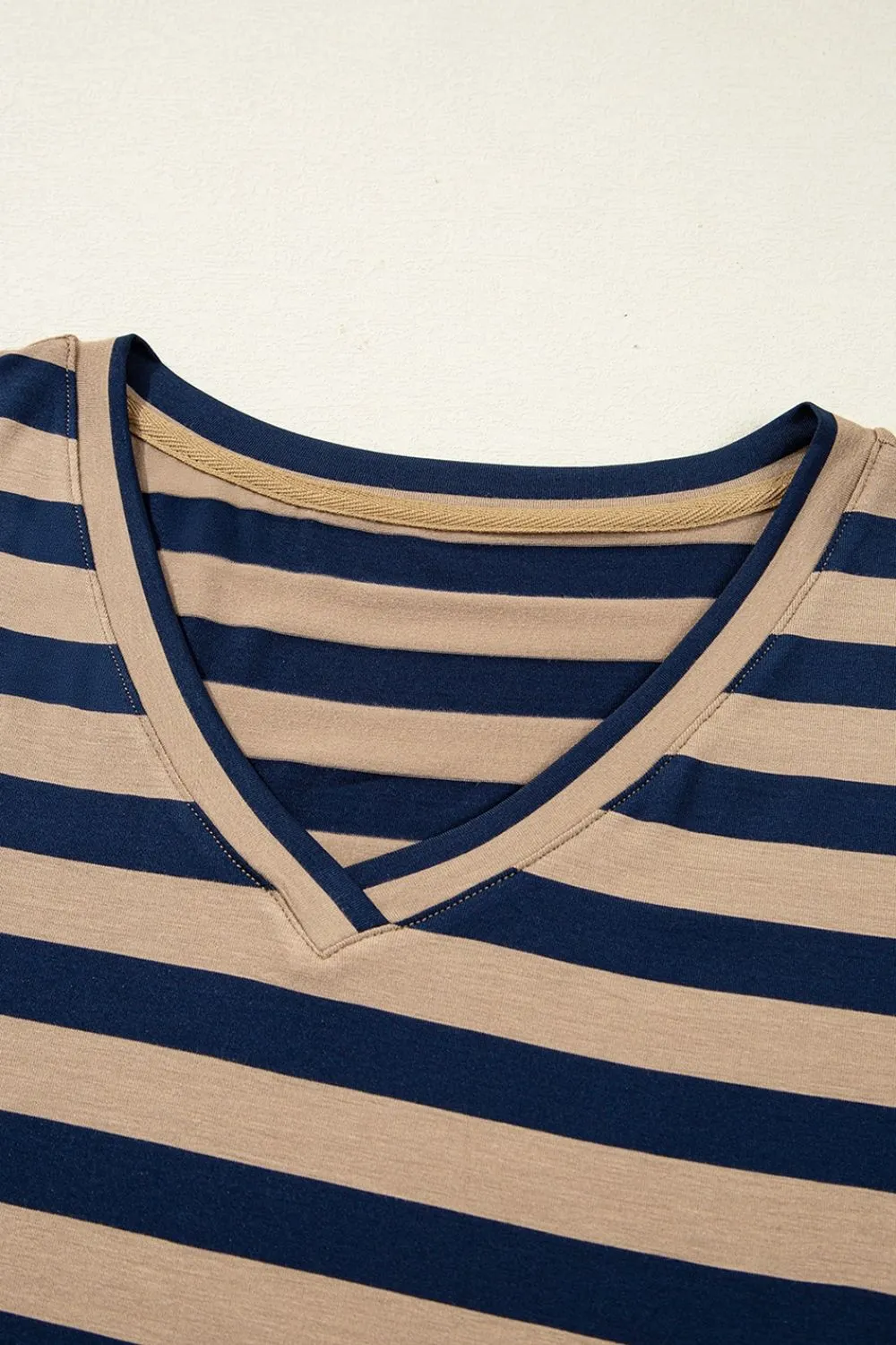 Casual Striped V-Neck Midi T-Shirt Dress, image 21