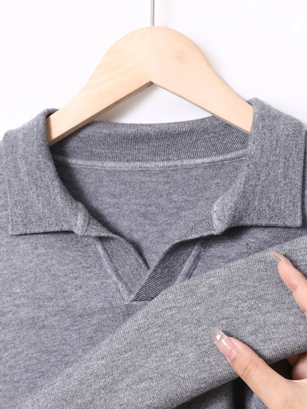 Men's Full Size Collared Neck Long Sleeve Polo Plus Size, image 16