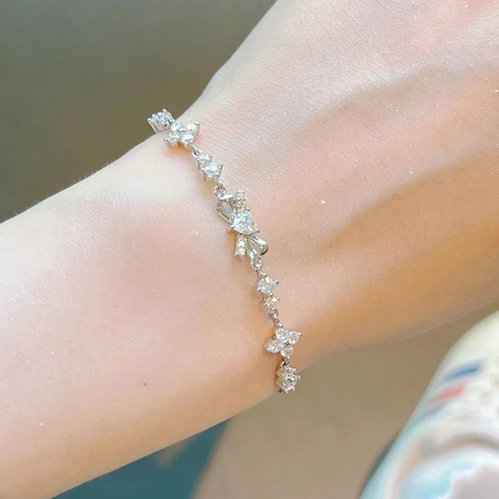 925 Sterling Silver Chain Bow Bracelet, image 4