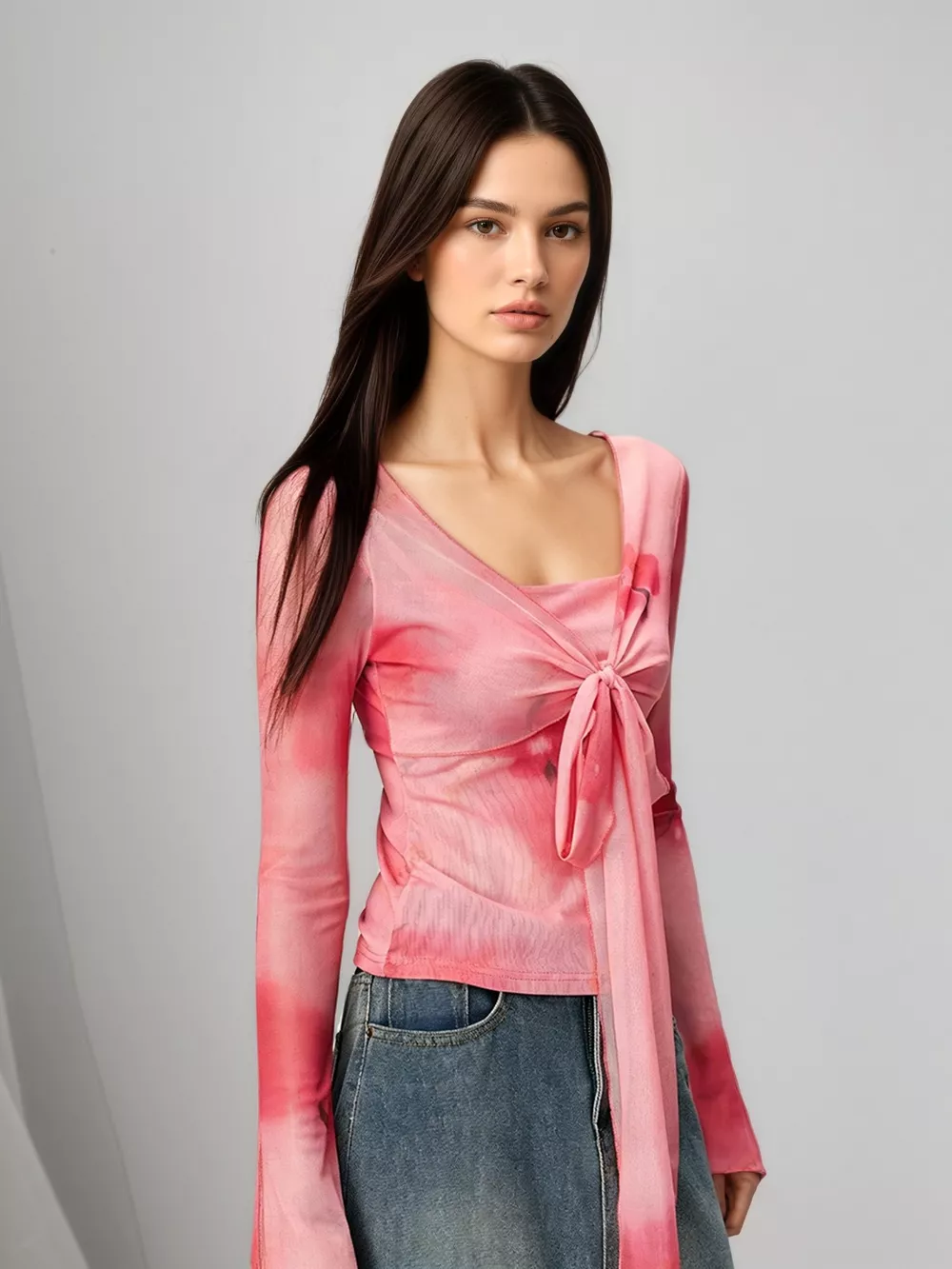 Tie-Front Tie-Dye Top, image 3