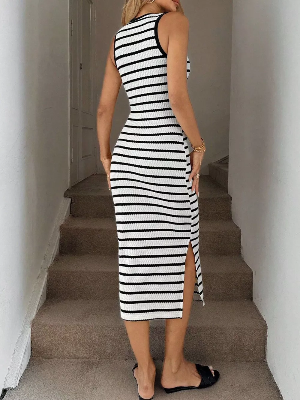 Sleeveless Striped Bodycon Midi Dress, image 6