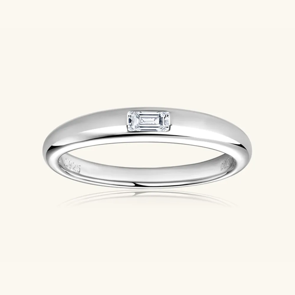925 Sterling Silver Inlaid Moissanite Ring, image 7