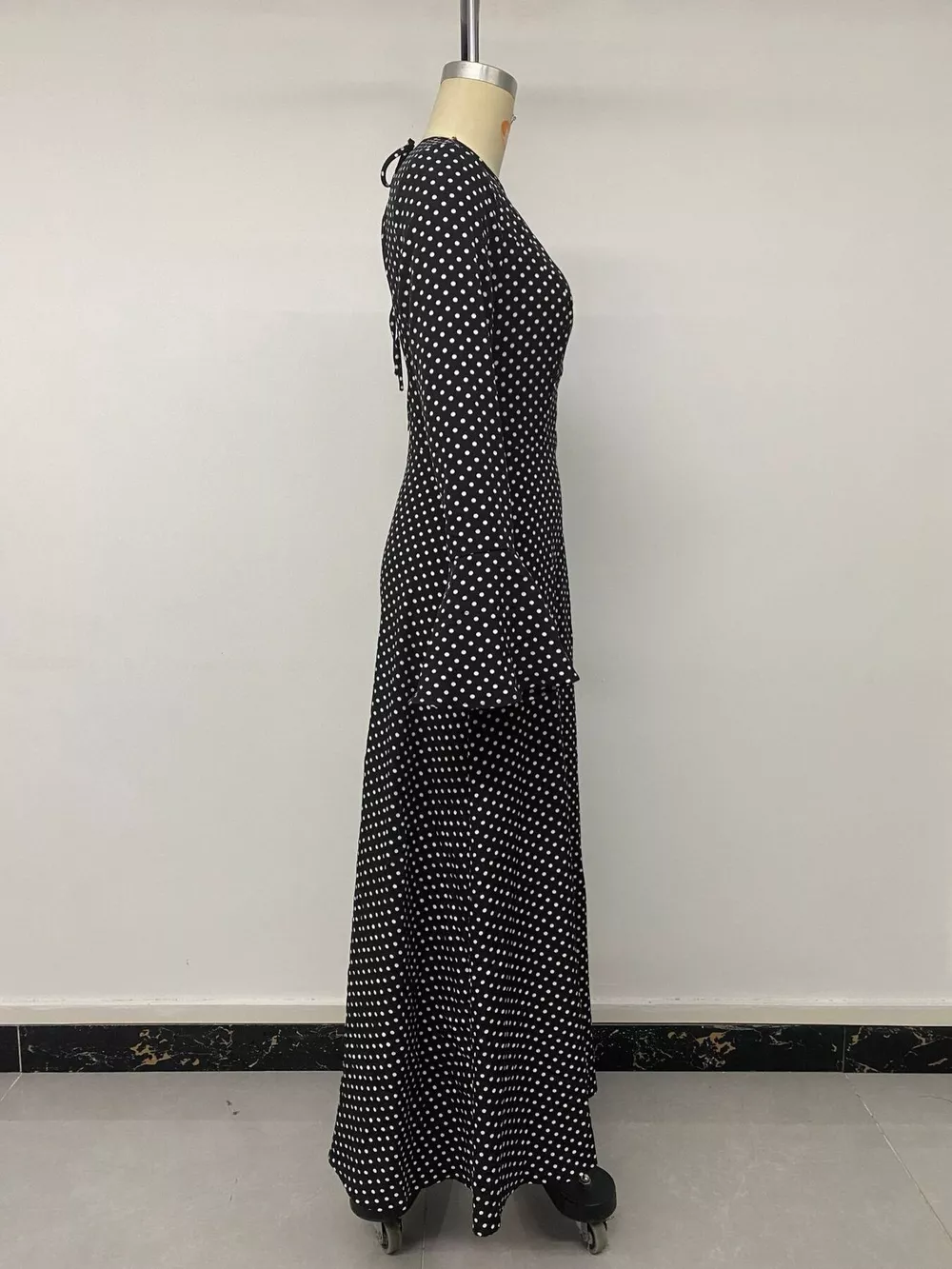 Polka Dot Flare Sleeve Maxi Dress, image 11