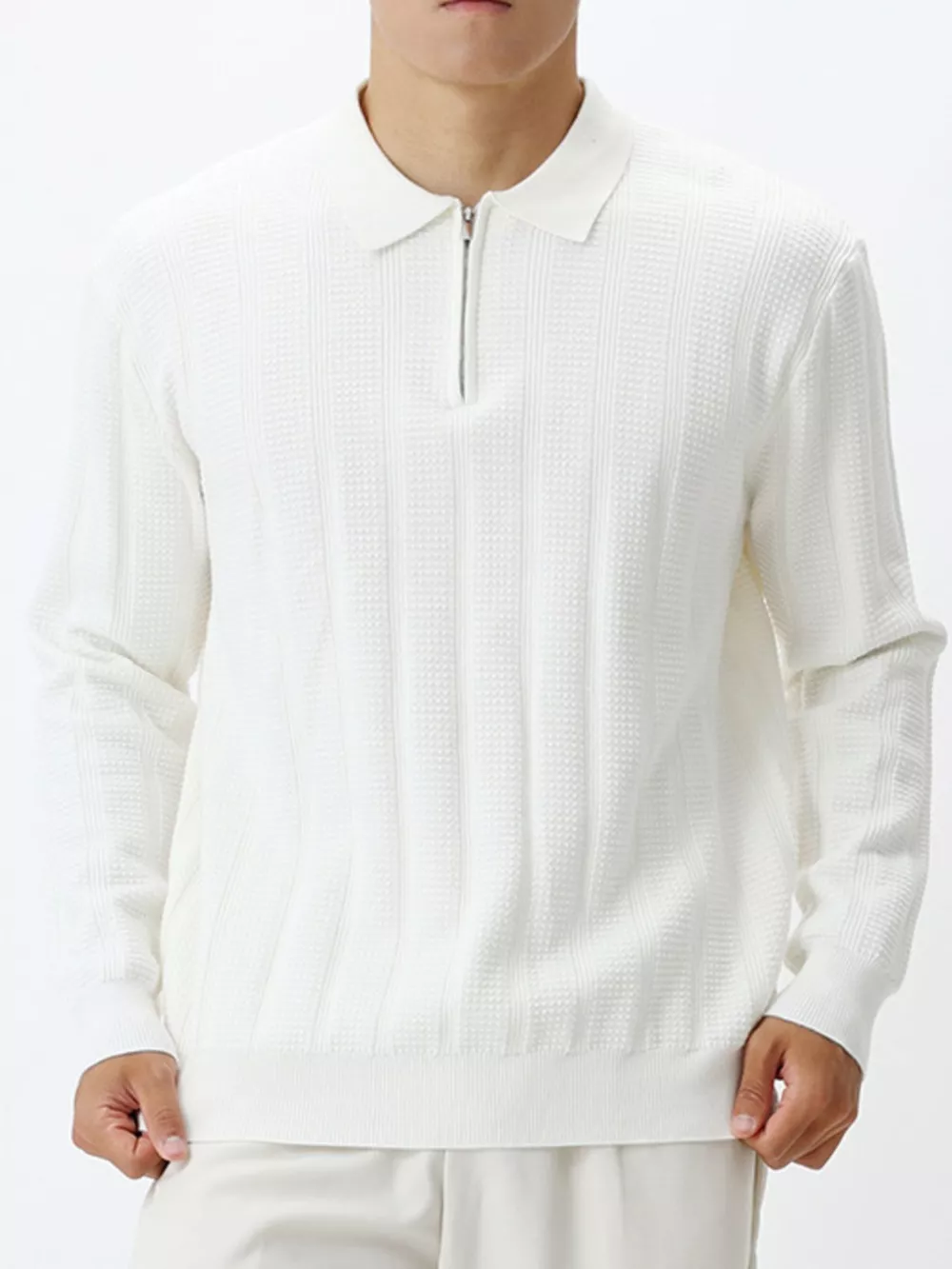 Men's Plus Size Ribbed Quarter-Zip Sweater, image 10