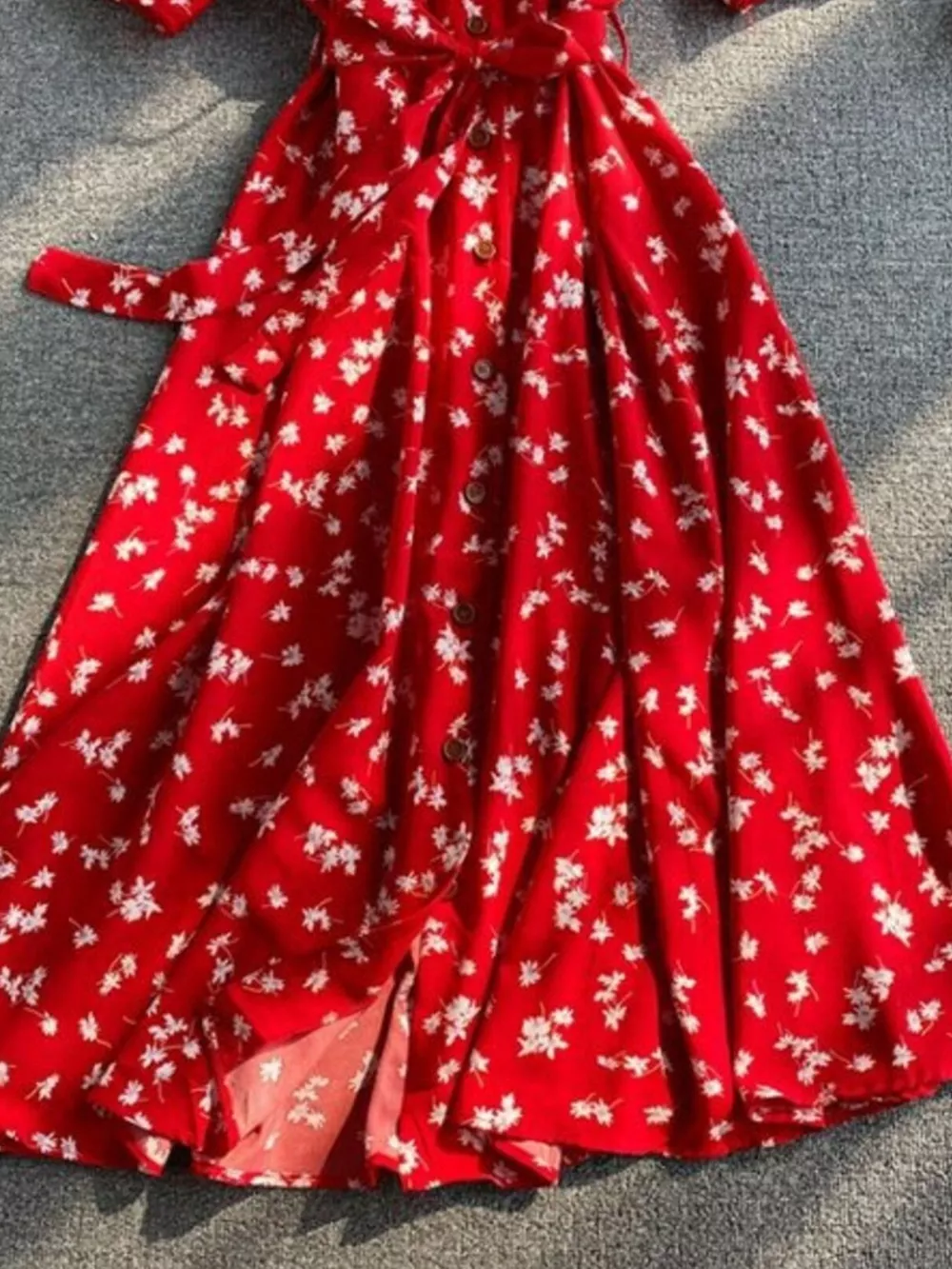 Floral Print V-Neck Midi Dress, image 5