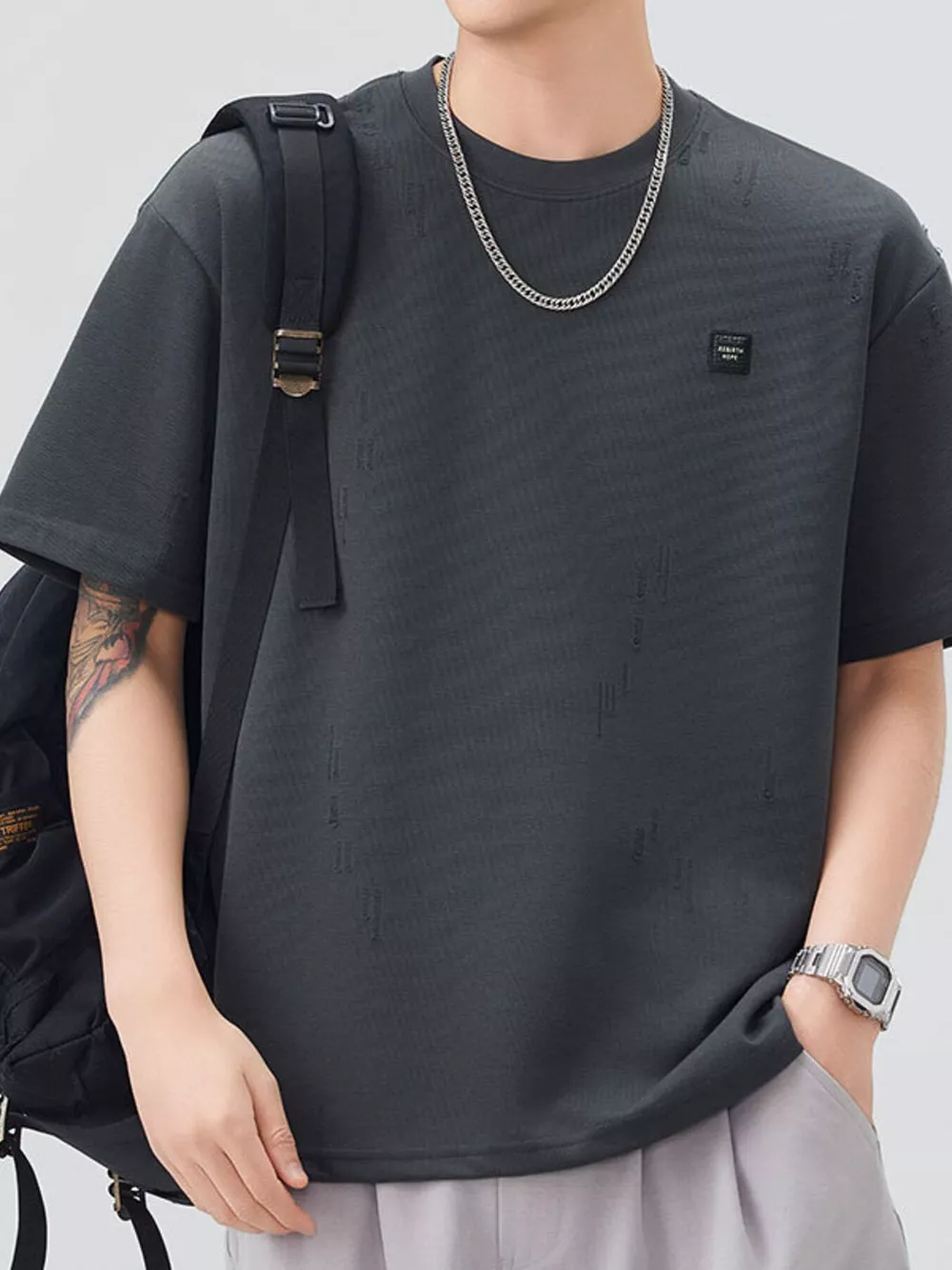 Men's Plus Size Round Neck Short Sleeve T-Shirt, image 5