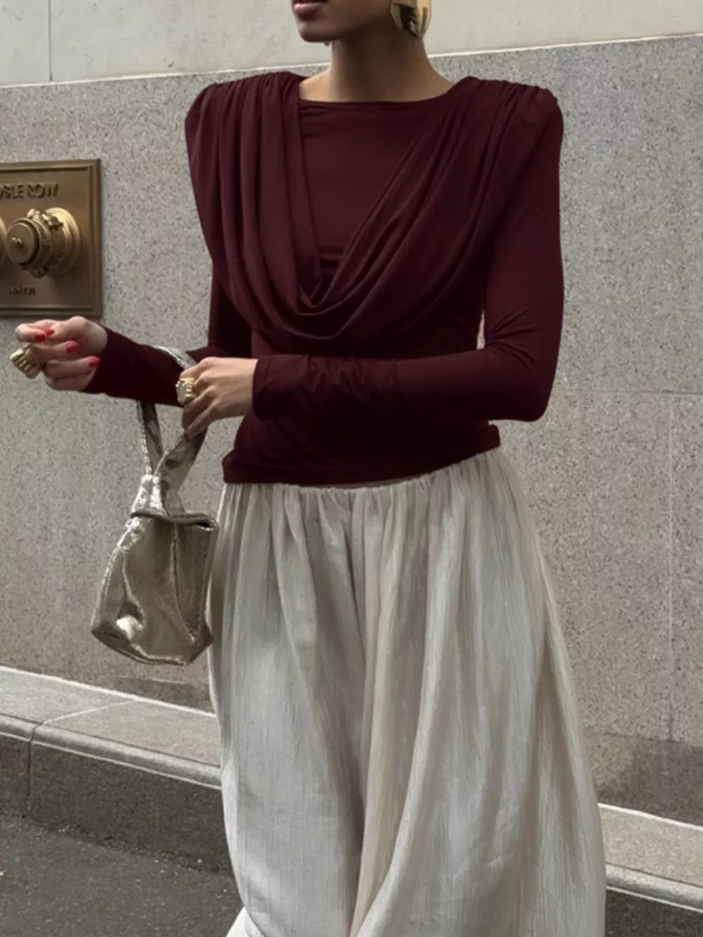 Ruched Long Sleeve T-Shirt, image 3