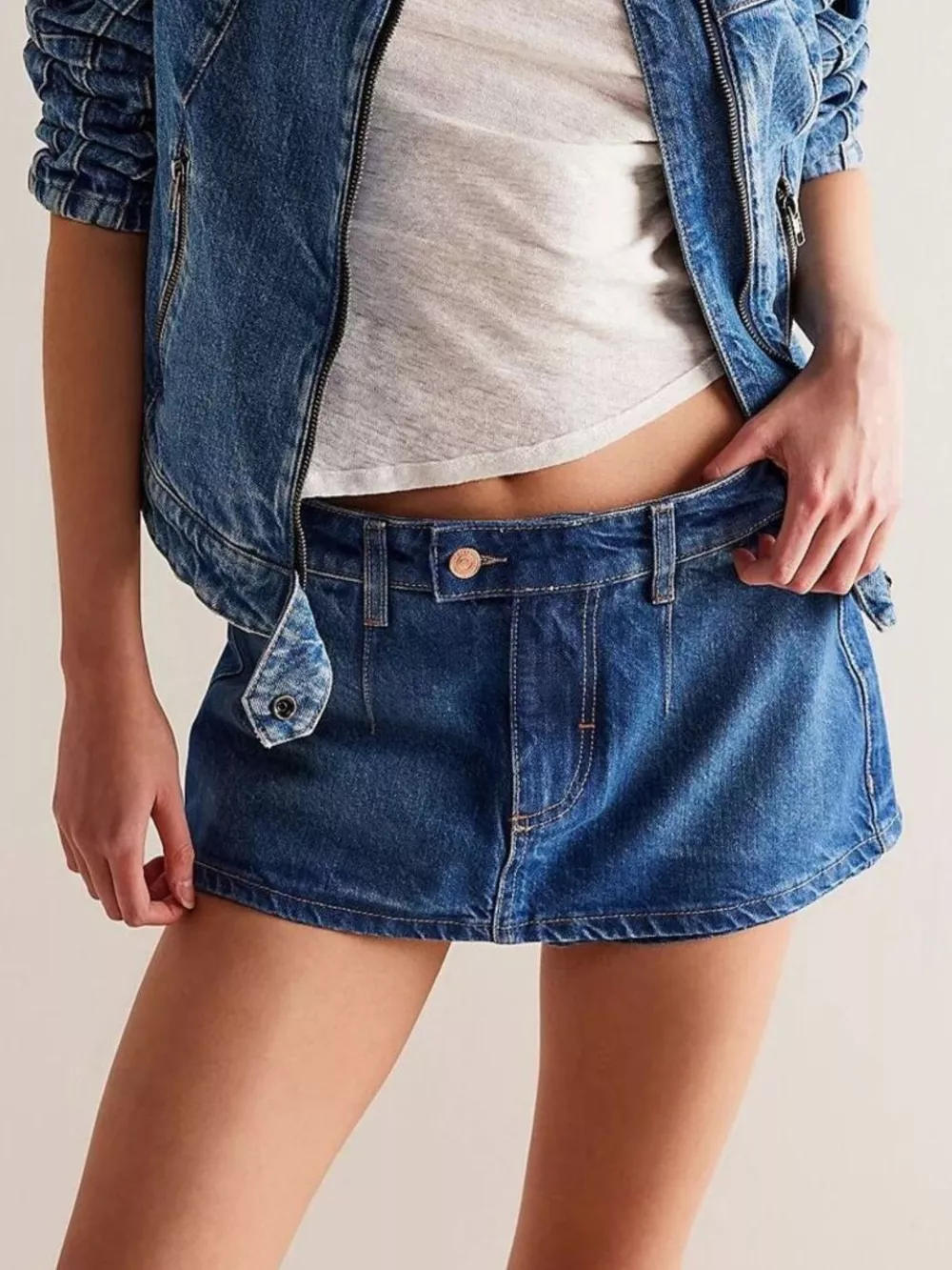 Classic Wash Denim Mini Skort, image 4
