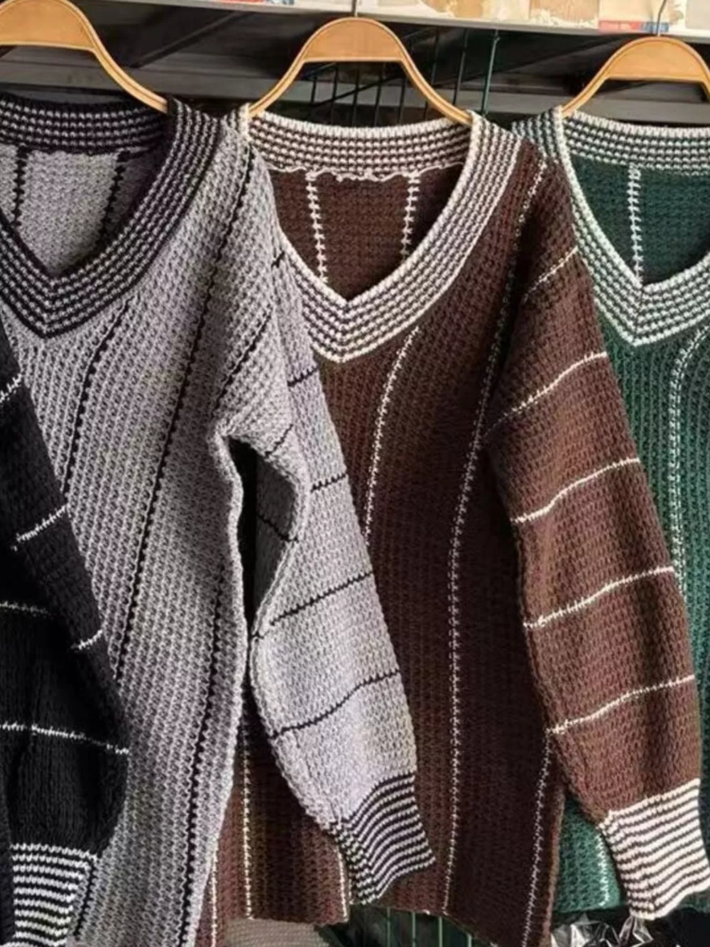 V-Neck Textured Knit Sweater, image 8