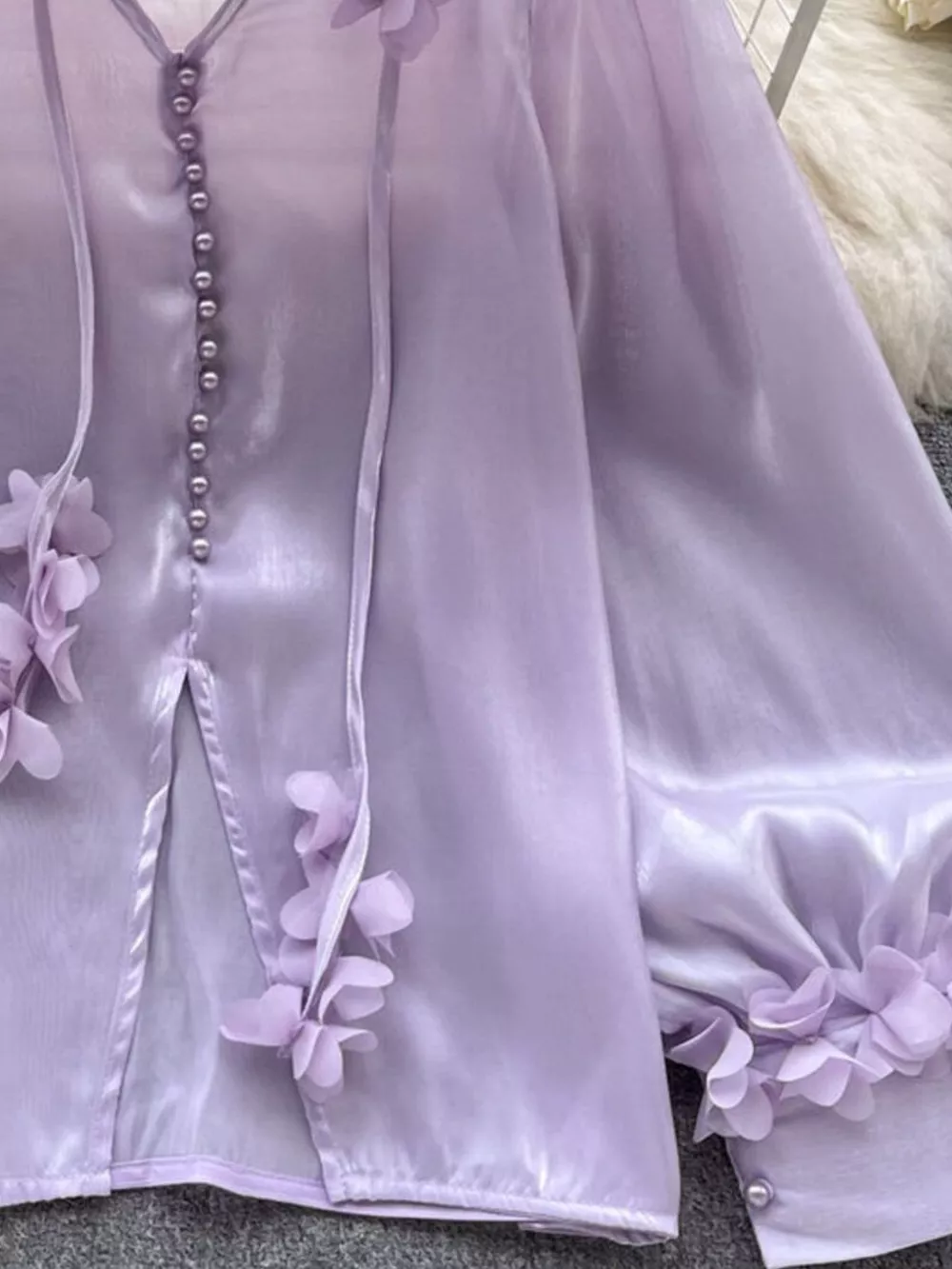 Sheer Floral Embellished Shirt, image 5