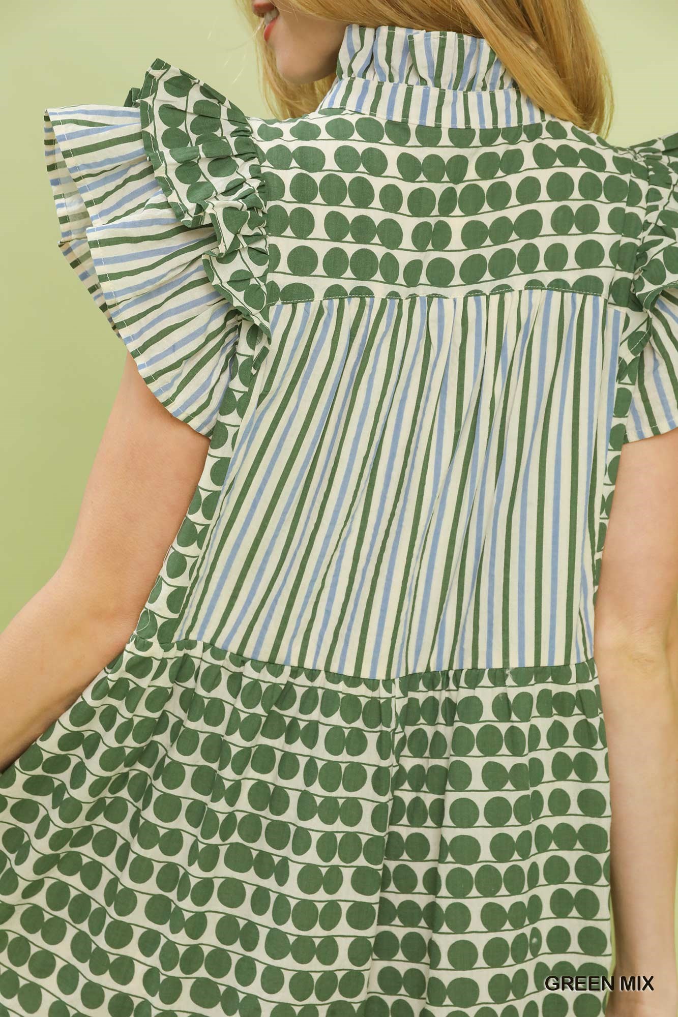 Mix Patchwork Flutter Sleeve Tiered Dress, image 4