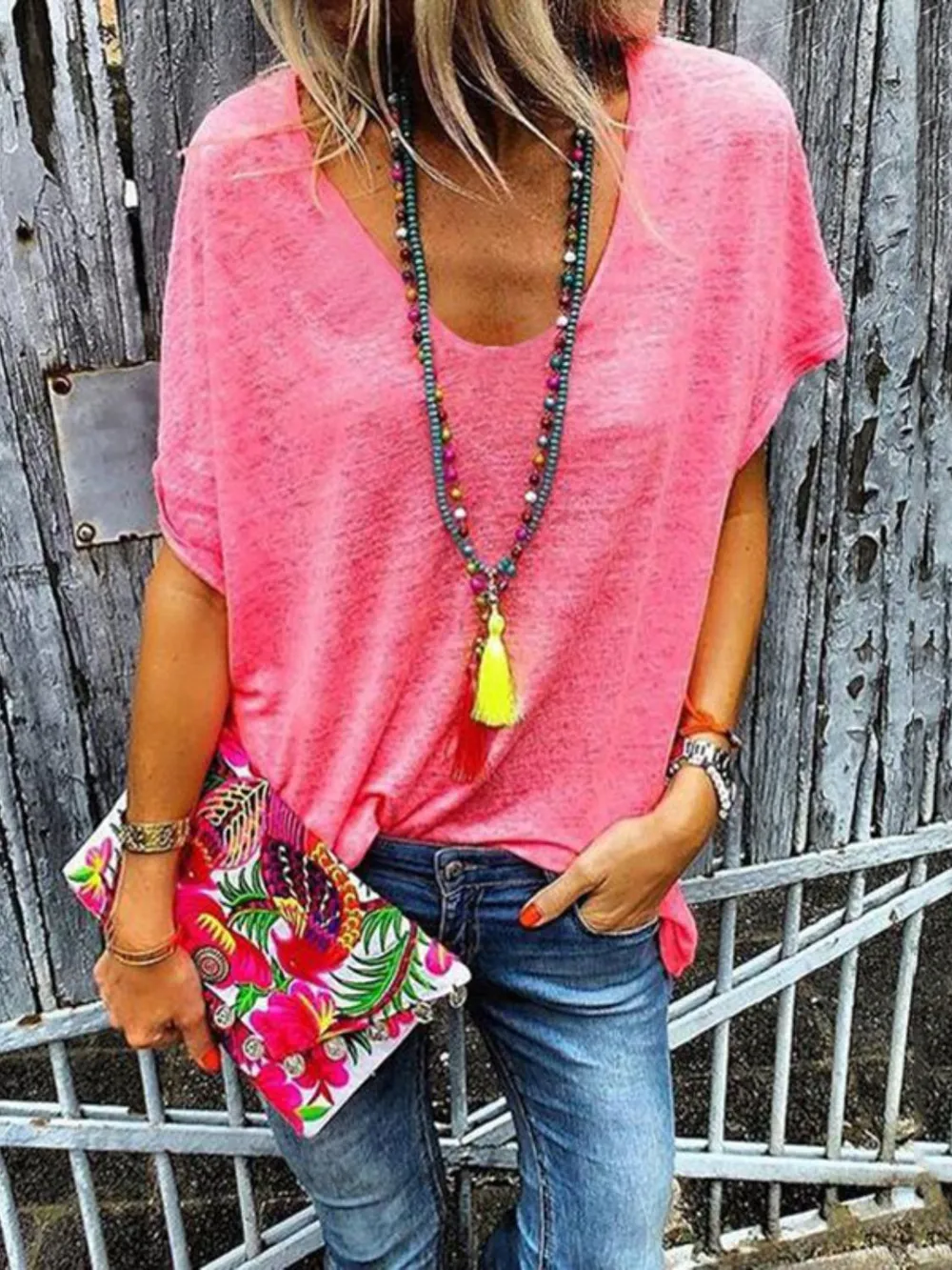 Full Size Scoop Neck Short Sleeve T-Shirt, image 16
