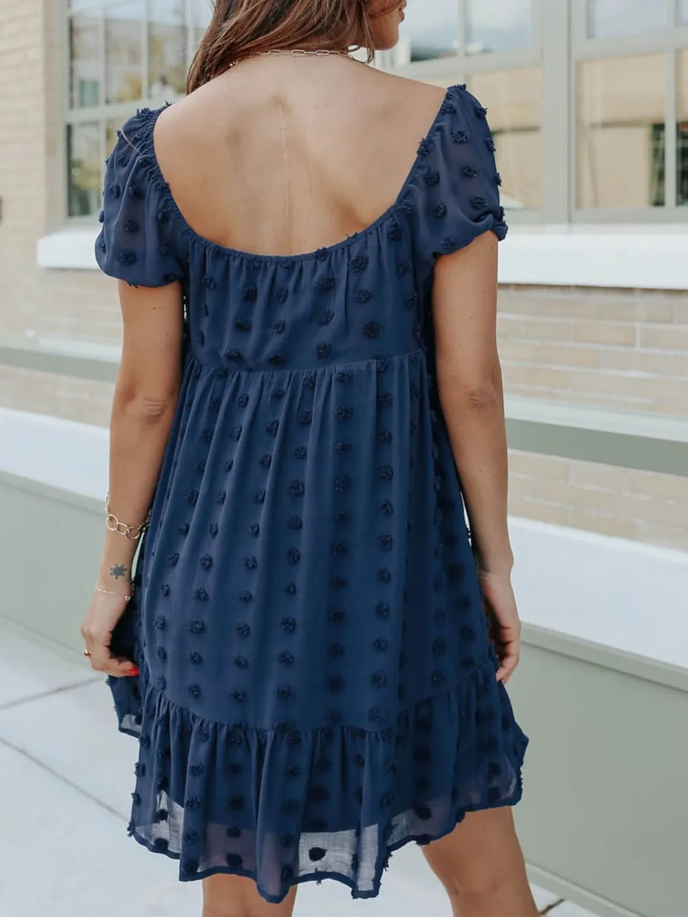 Swiss Dot Square Neck Mini Dress, image 4