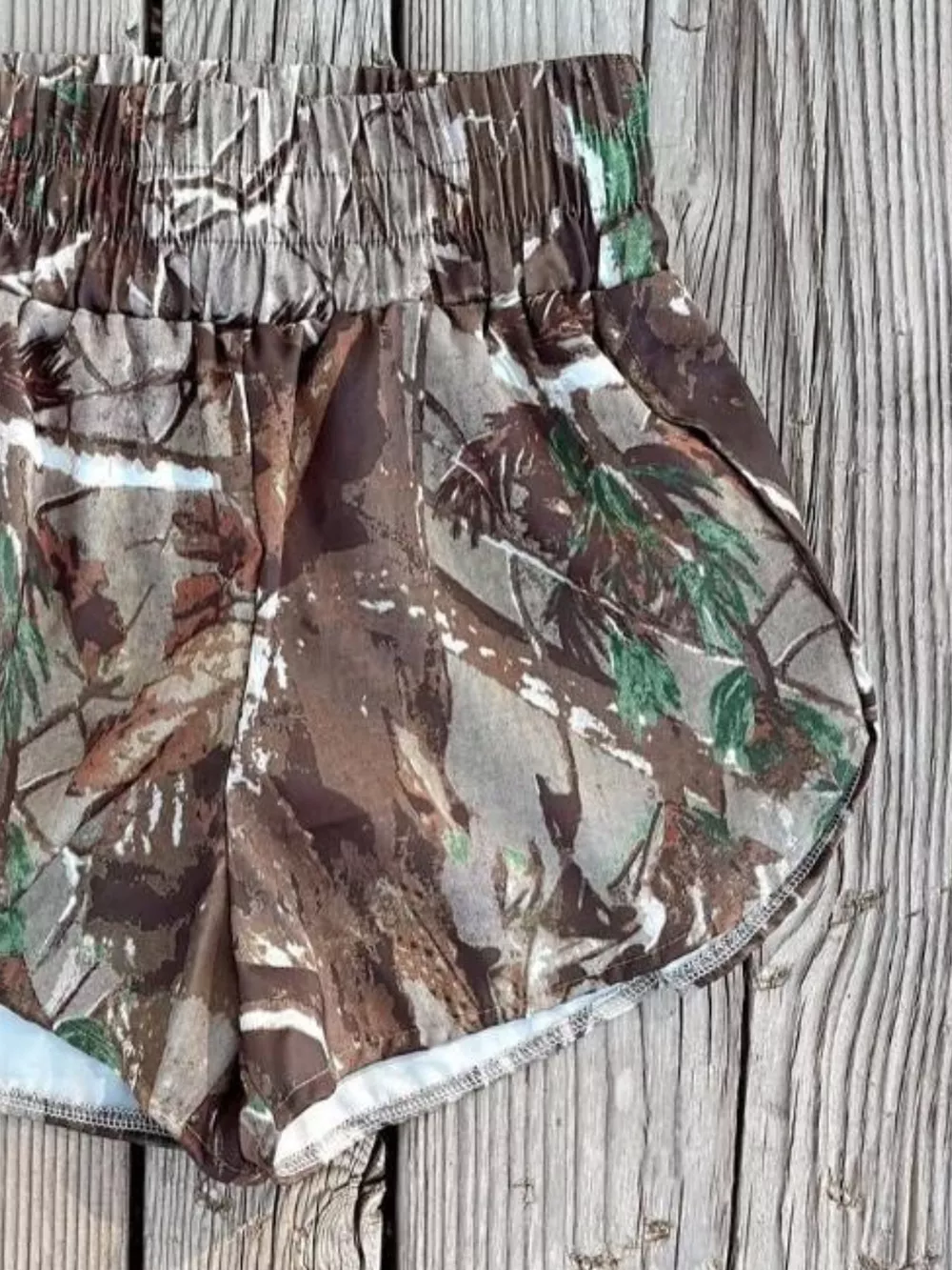 Camo Print Elastic Waist Shorts, image 9