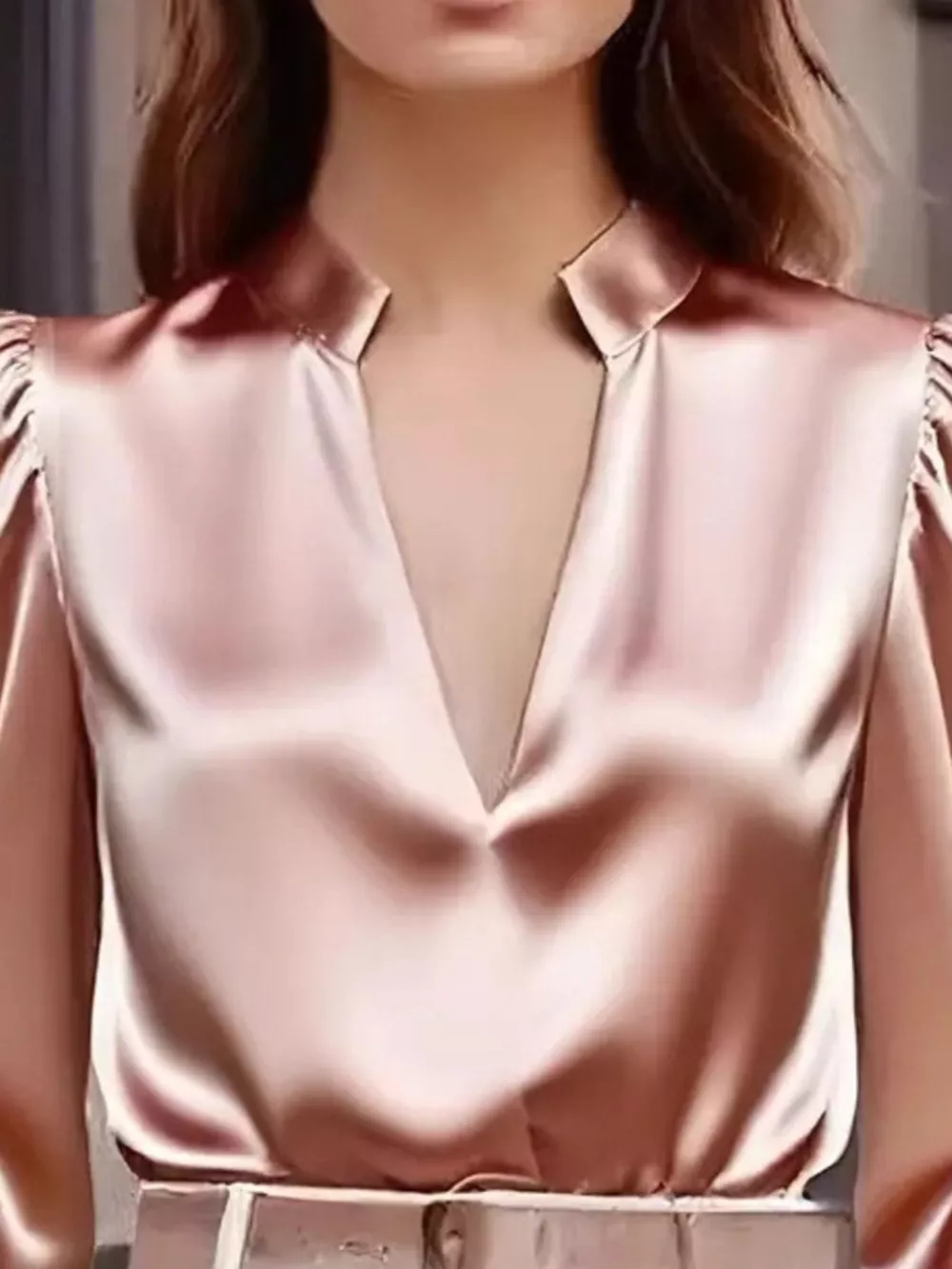 Notched Long Sleeve Blouse, image 8