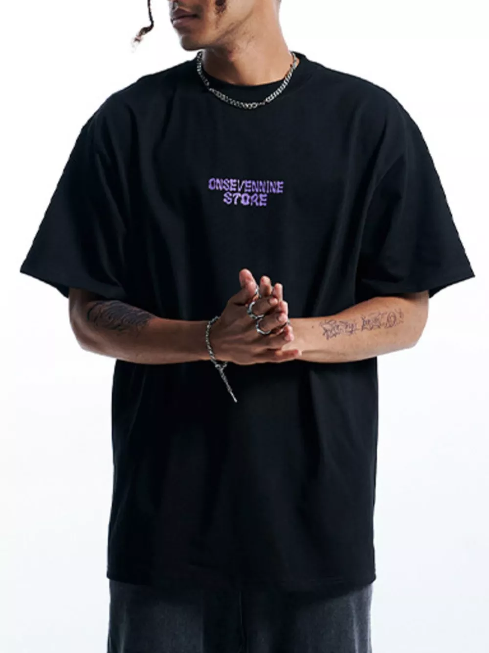 Men's Oversized Round Neck Graphic T-Shirt, image 2