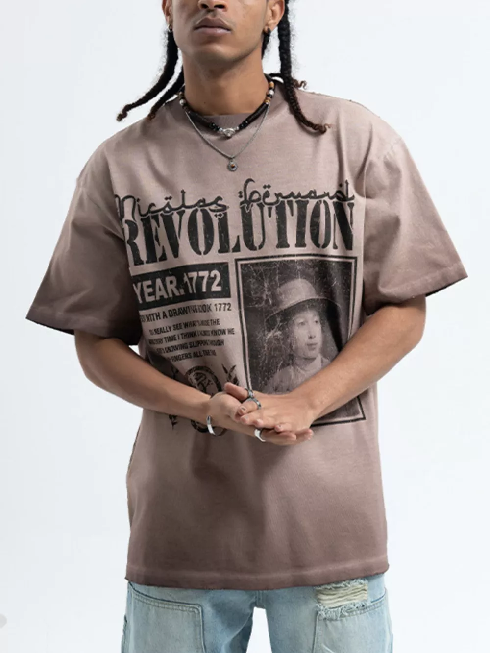 Men's Letter Graphic Oversized T-Shirt, image 2