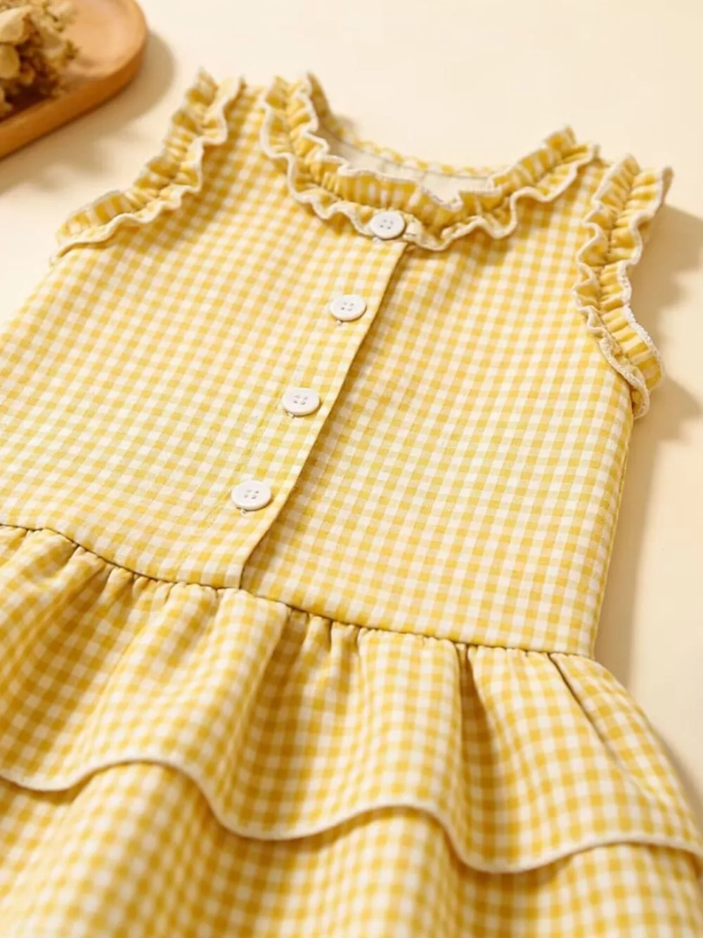 Children's Ruffled Gingham Sleeveless Dress, image 13