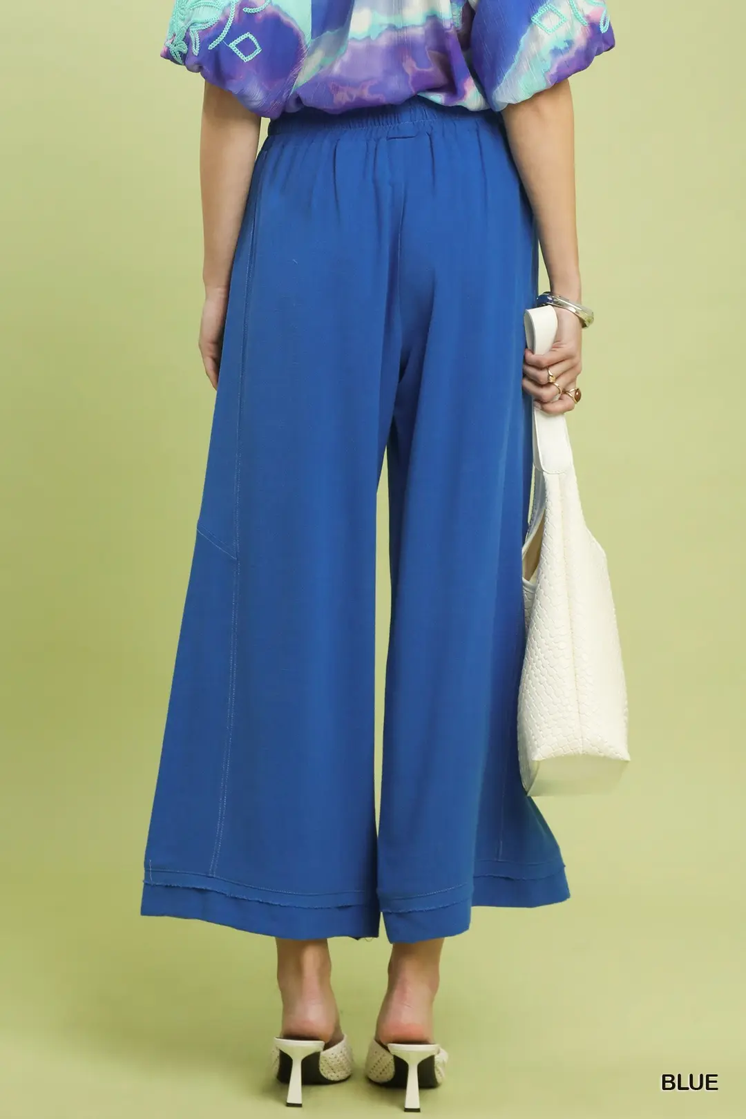 Linen Elastic Waist Wide Leg Pants, image 4