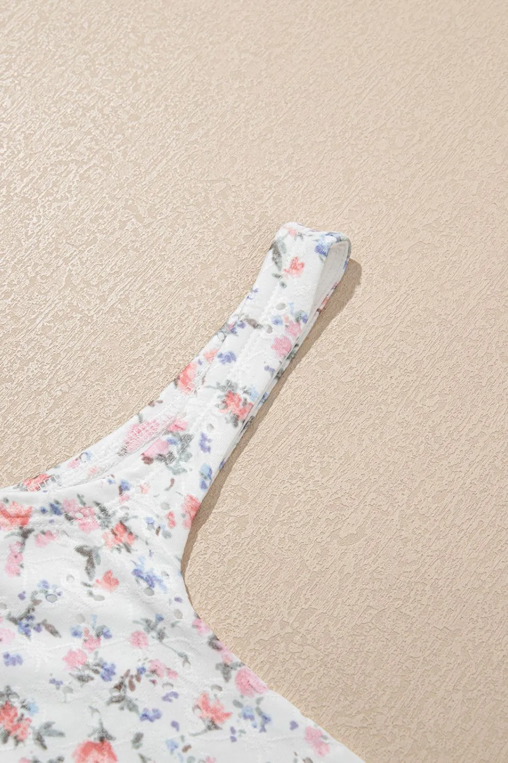 Floral Textured Square Neck Sleeveless Bodysuit, image 9
