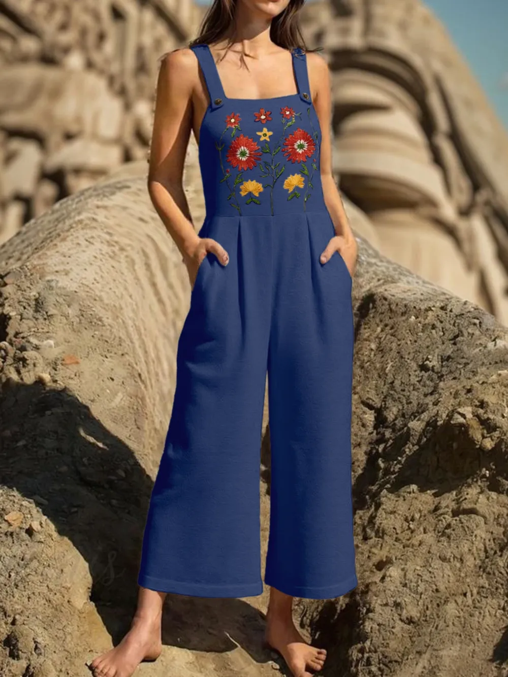 Floral Embroidered Wide Leg Jumpsuit, image 15