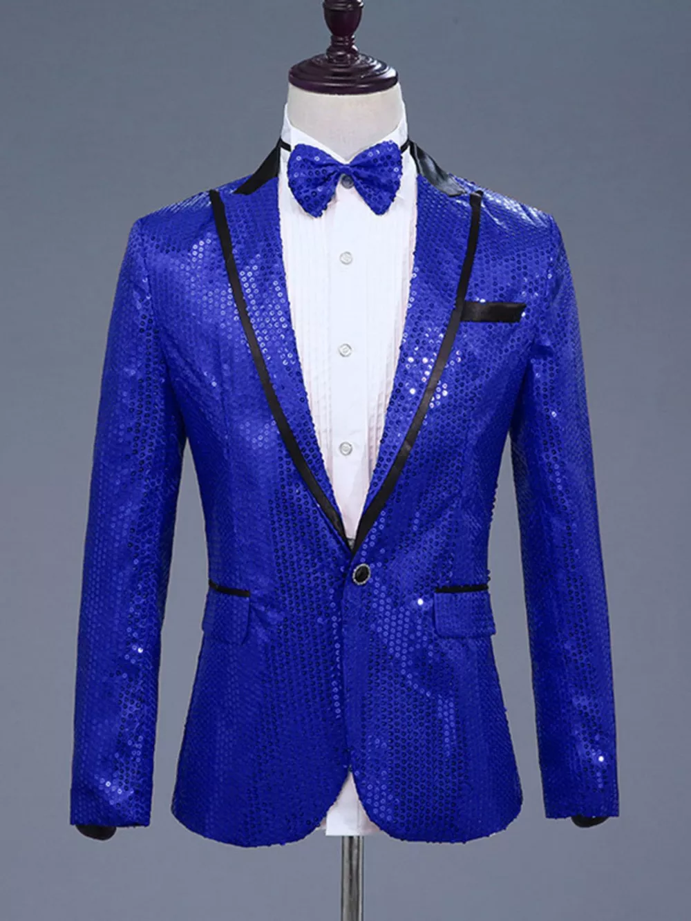 Men's Full Size Sequin One Button Long Sleeve Blazer Plus Size, image 6