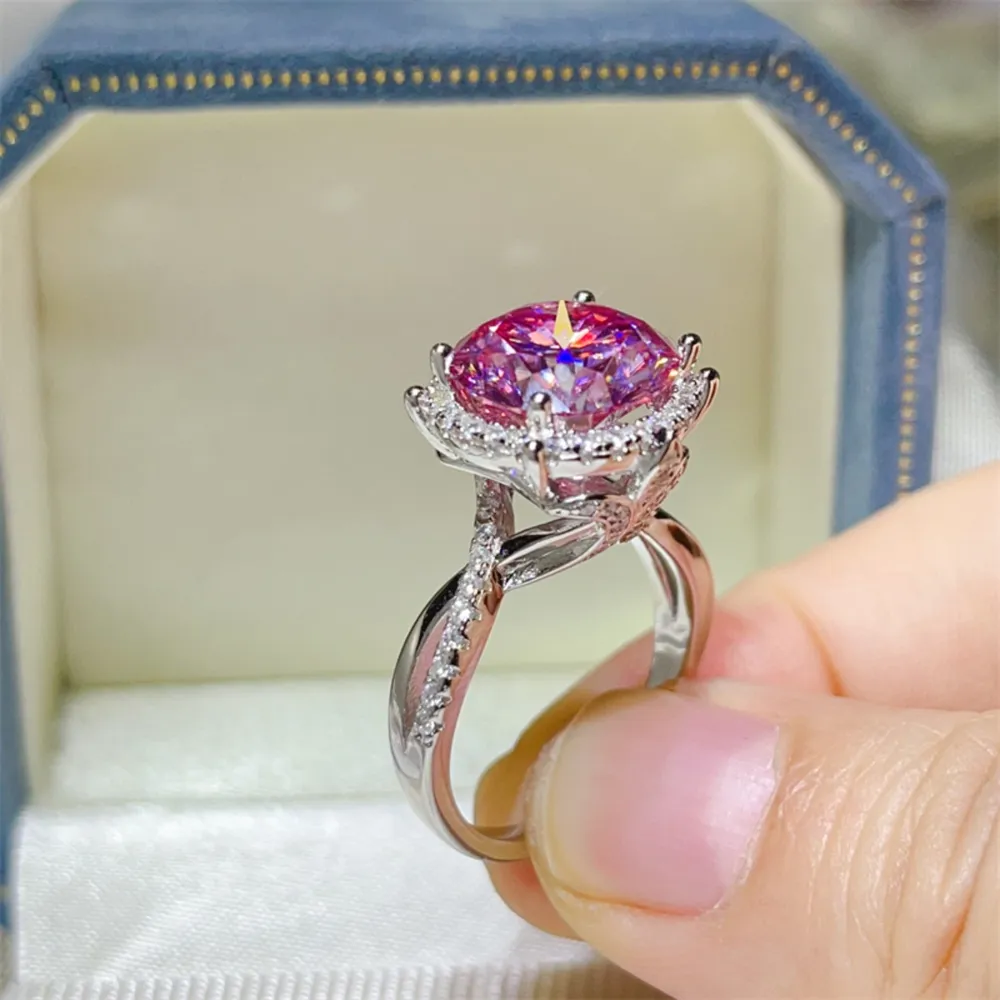 5 Carat Moissanite Halo Engagement Ring, image 5
