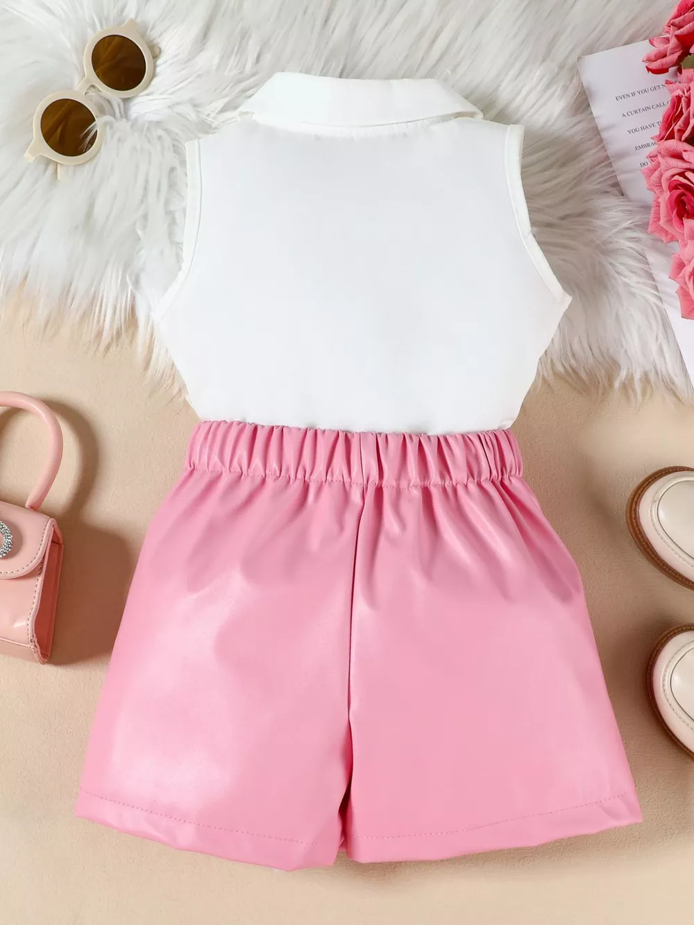 Children‘s Ruffle Decor Top & Button Detail Skort Set, image 6