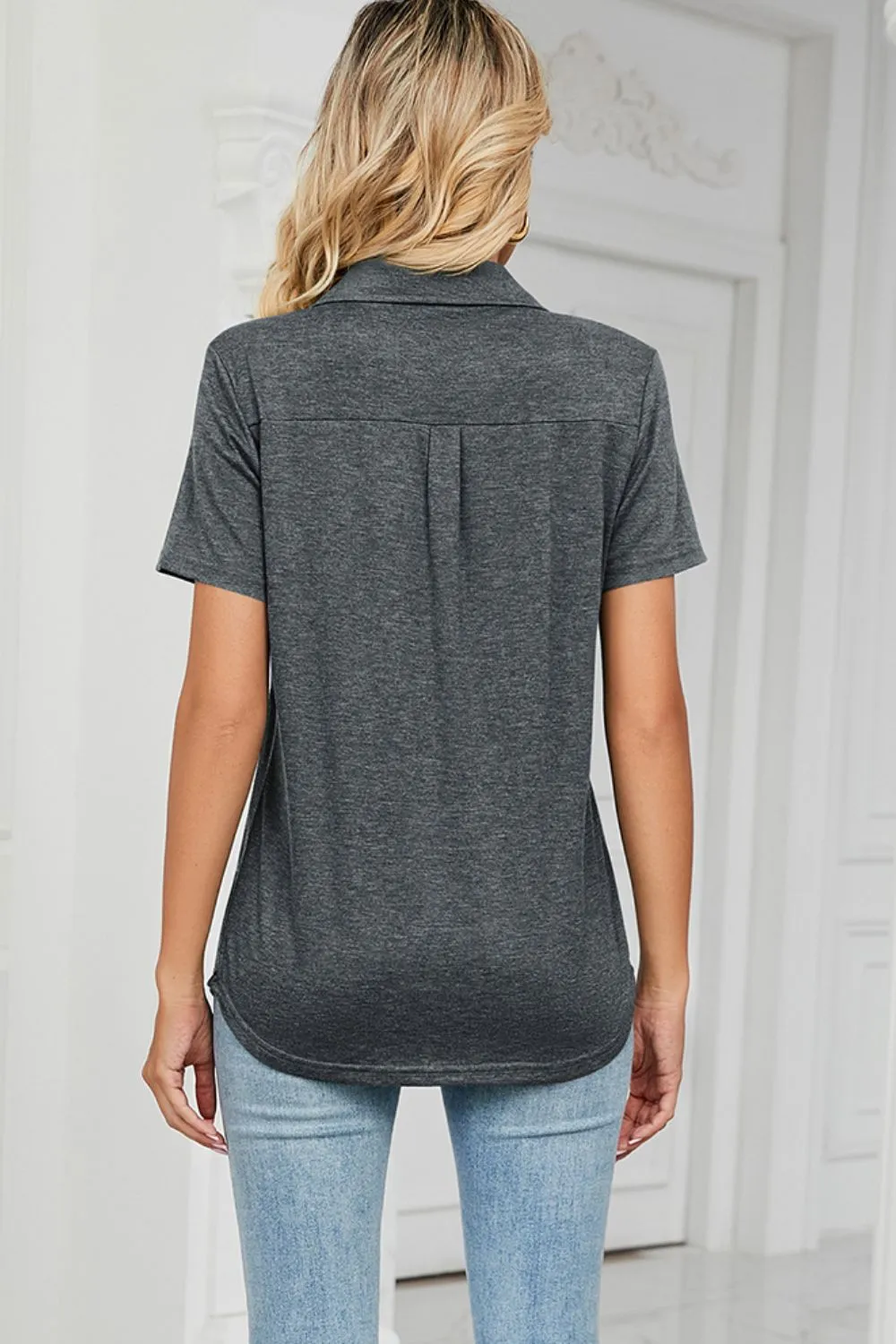 Johnny Collar Short Sleeve Blouse, image 16