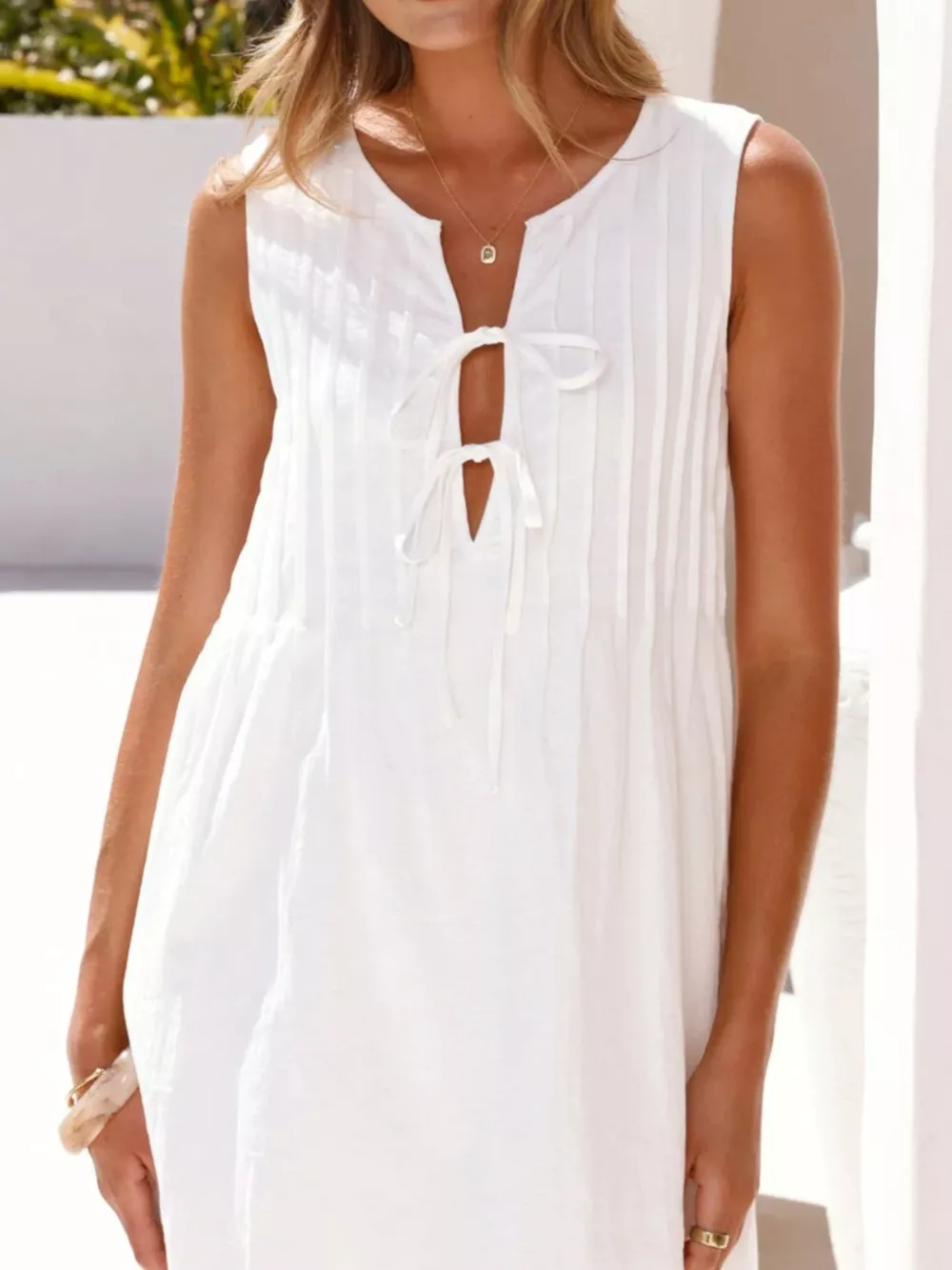 Sleeveless Tie-Front Mini Dress, image 14