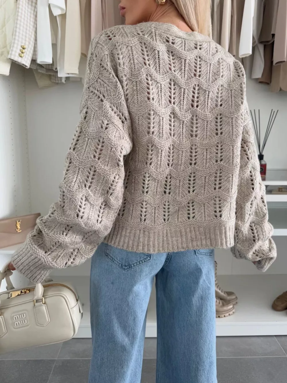 Tie-Front Openwork Cardigan, image 9