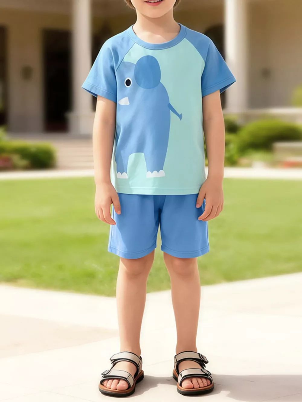 Children's Animal Round Neck Top and Shorts Set, image 4