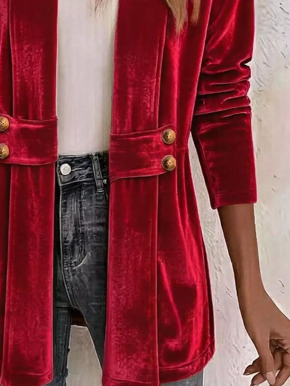 Full Size Velvet Open-Front Cardigan Plus Size, image 12