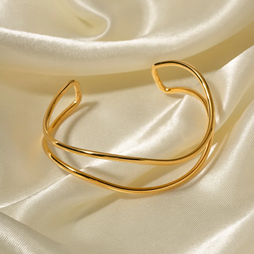 Minimalist Stainless Steel Cuff Bracelet, image 2