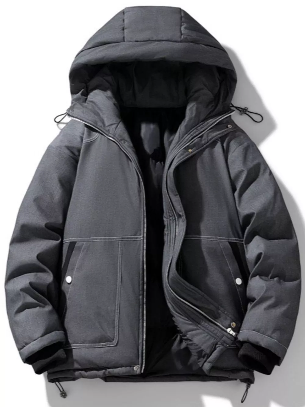 Men's Plus Size Warm Padded Hooded Puffer Jacket, image 2