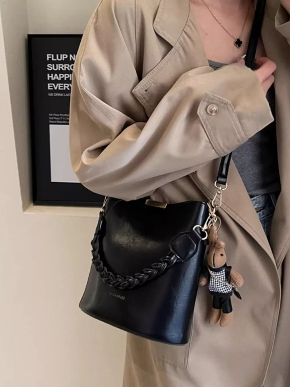 Braided Detail Bucket Crossbody Bag, image 5