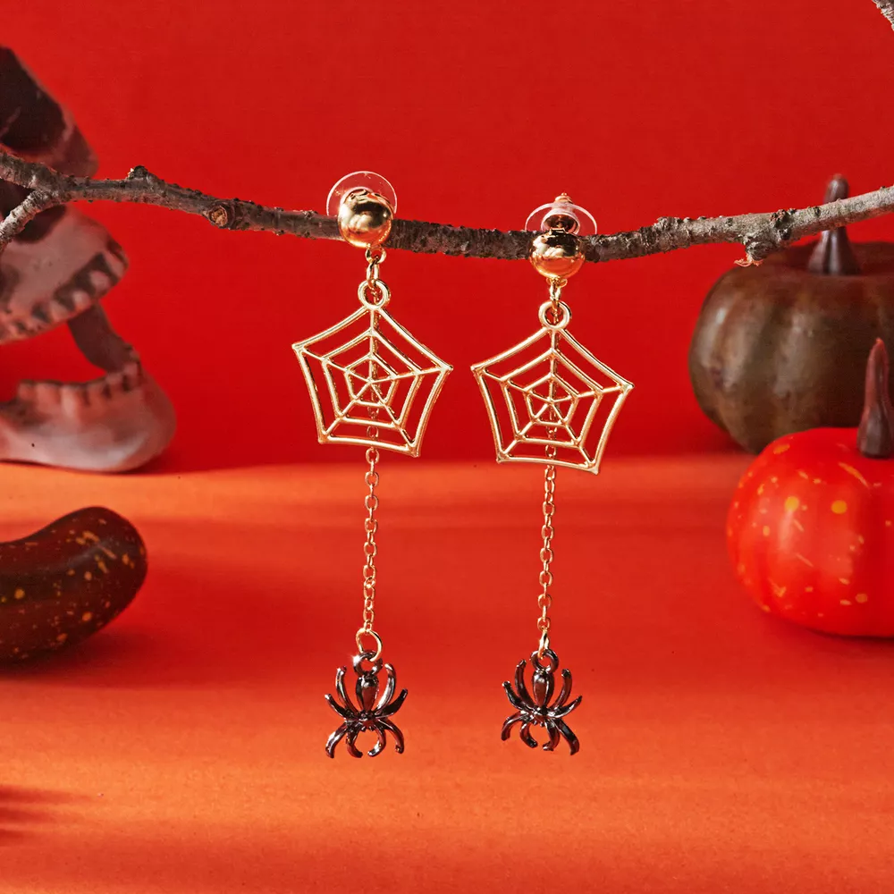 18K Gold-Plated Spider Drop Earrings, image 4
