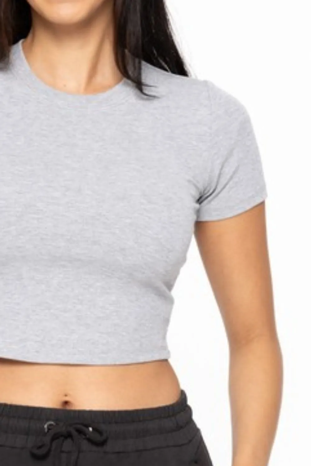 Essential Micro-ribbed Cropped Athleisure Tee, image 3
