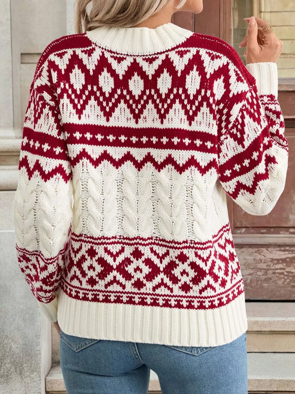 Christmas Cable Knit Long Sleeve Sweater, image 6
