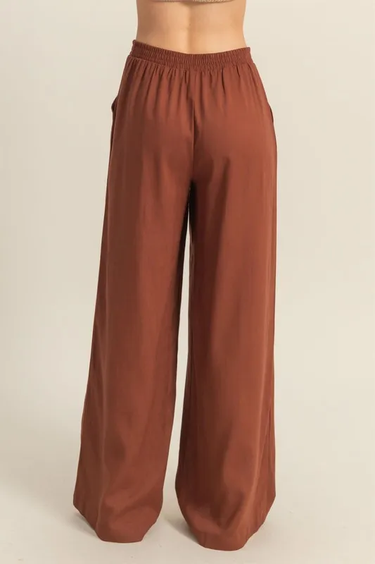 Elastic Waist Wide Leg Pants, image 3