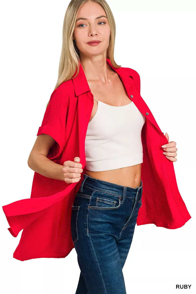 Woven Airflow Button Down Shirt, image 2