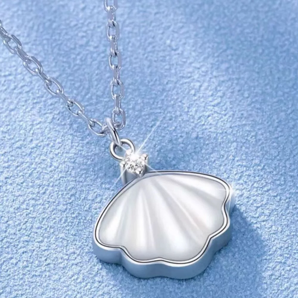 925 Sterling Silver Zircon Shell Necklace, image 4