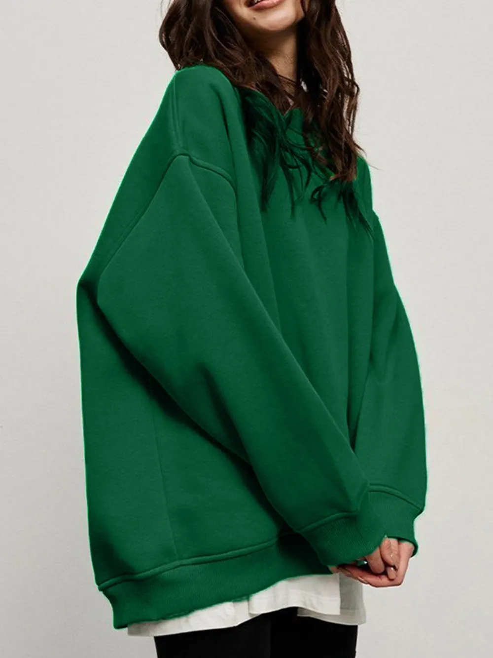Round Neck Dropped Shoulder Long Sleeve Sweatshirt, image 27