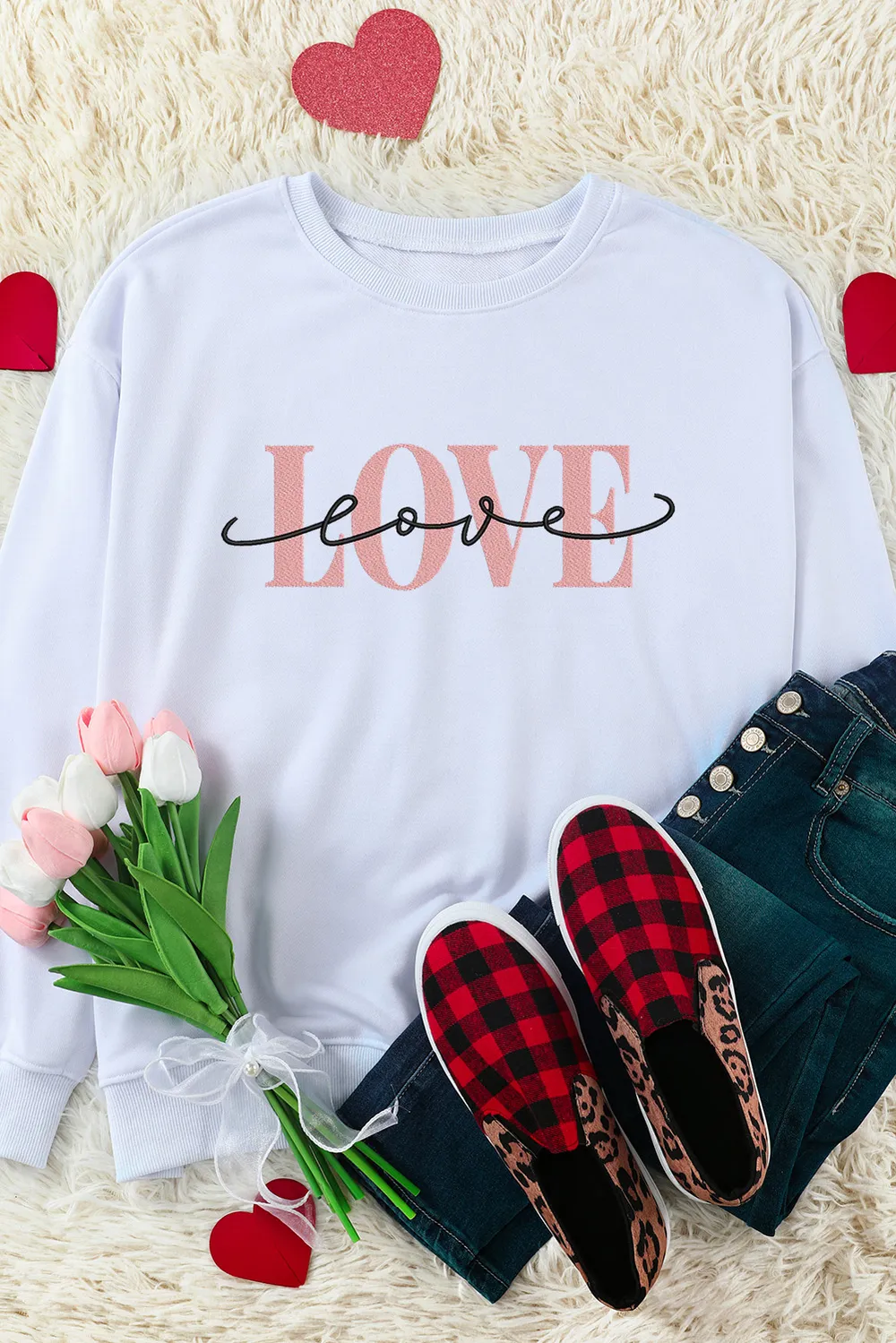 LOVE Round Neck Dropped Shoulder Sweatshirt, image 4