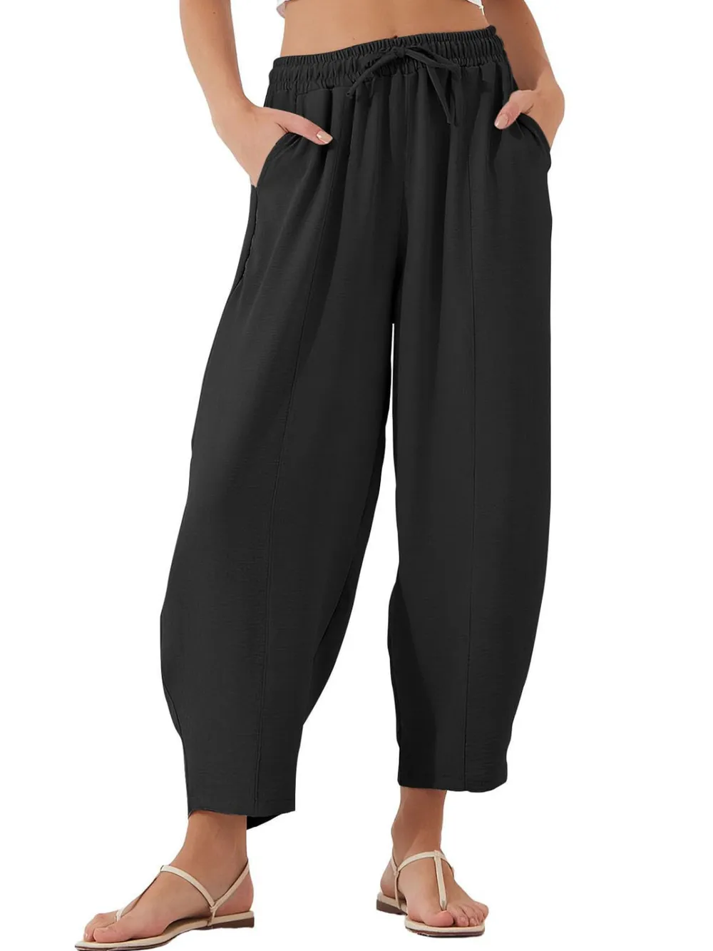 Full Size Drawstring Cropped Jogger Pants Plus Size, image 7