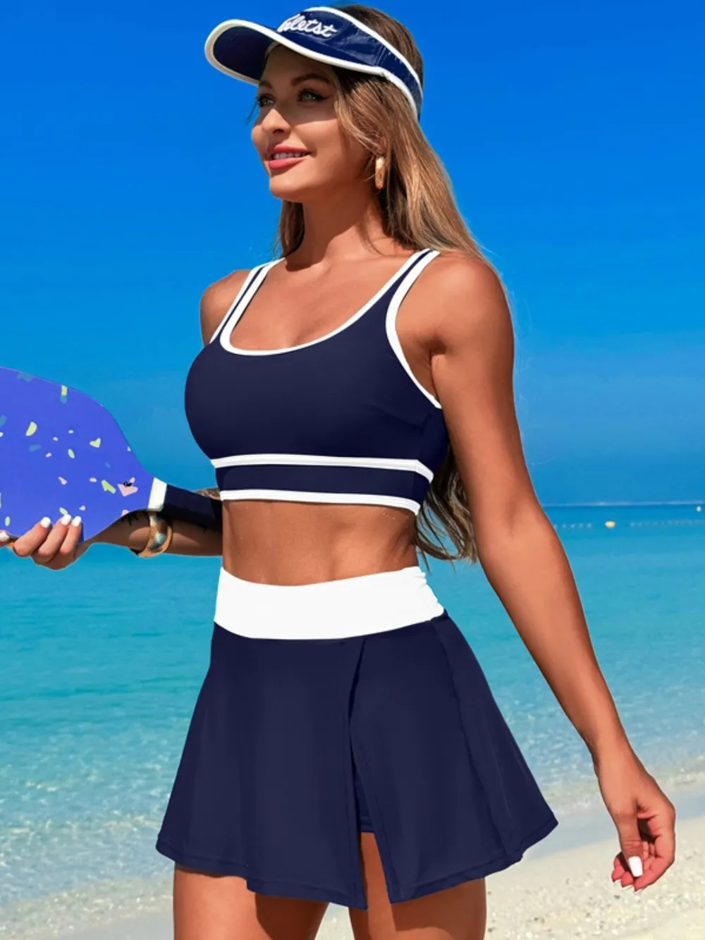 Scoop Neck Top and Skort Swim Set, image 24