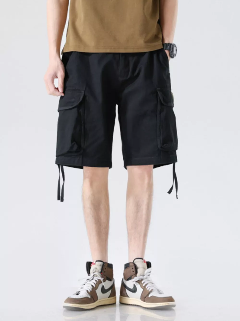 Men's Drawstring Wide Leg Cargo Shorts, image 2