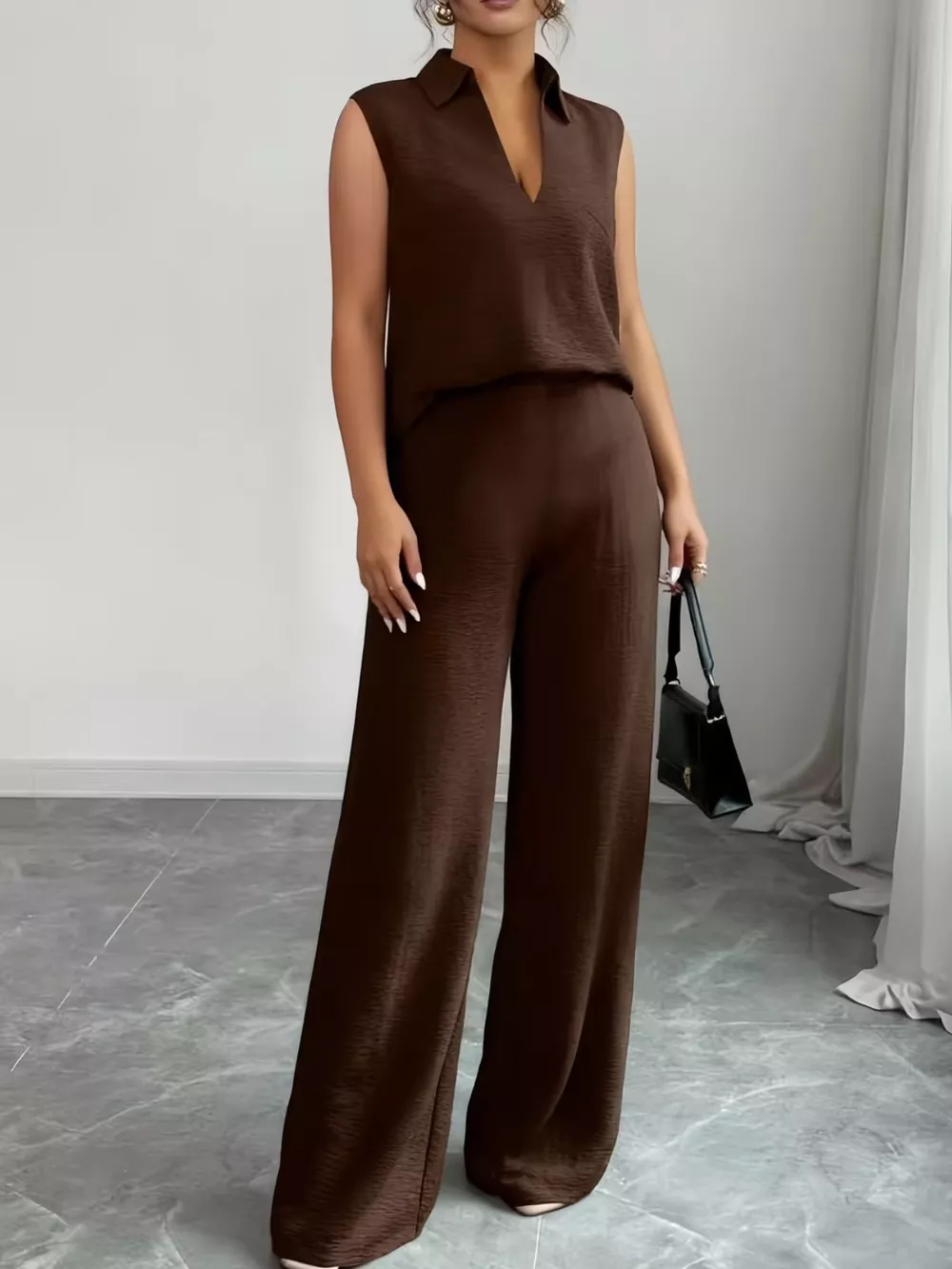 Sleeveless Top and Wide Leg Pants Set, image 3