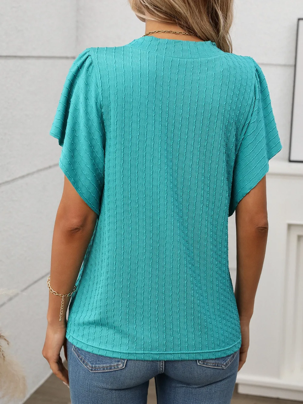 Round Neck Flutter Sleeve T-Shirt, image 5