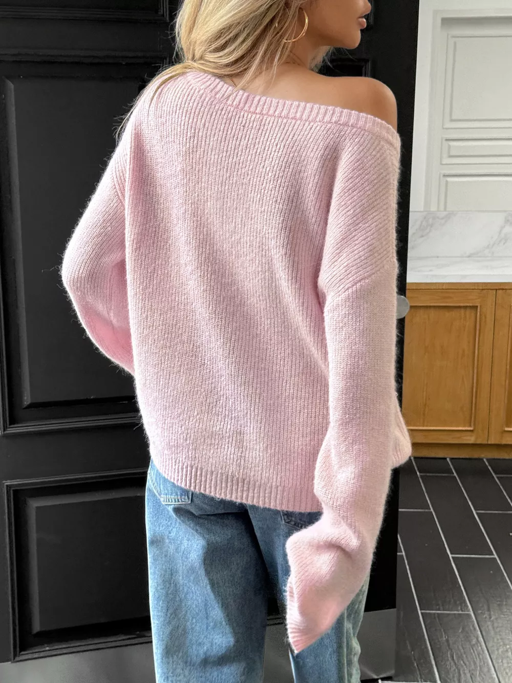 One Shoulder Ribbed Knit Sweater, image 3